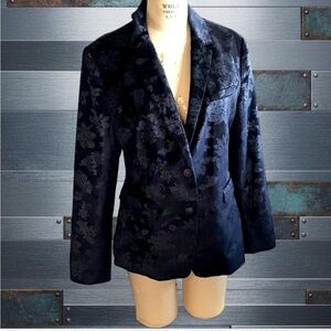 NWT Rag & Bone Black Retro Floral Razor Velvet Jacquard Blazer
